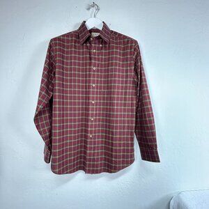 L.L. Bean Men Wrinkle-Free Traditional Fit Red Plaid Button-Down Shirt Large New